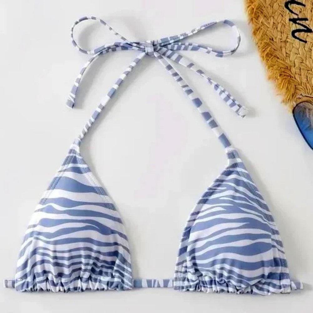 Womens stretch zebra print bikini top size L